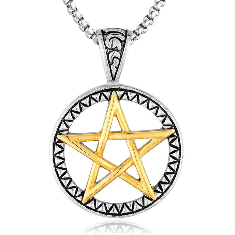 Pentagram Titanium Steel Balance Necklace for Spiritual Calming