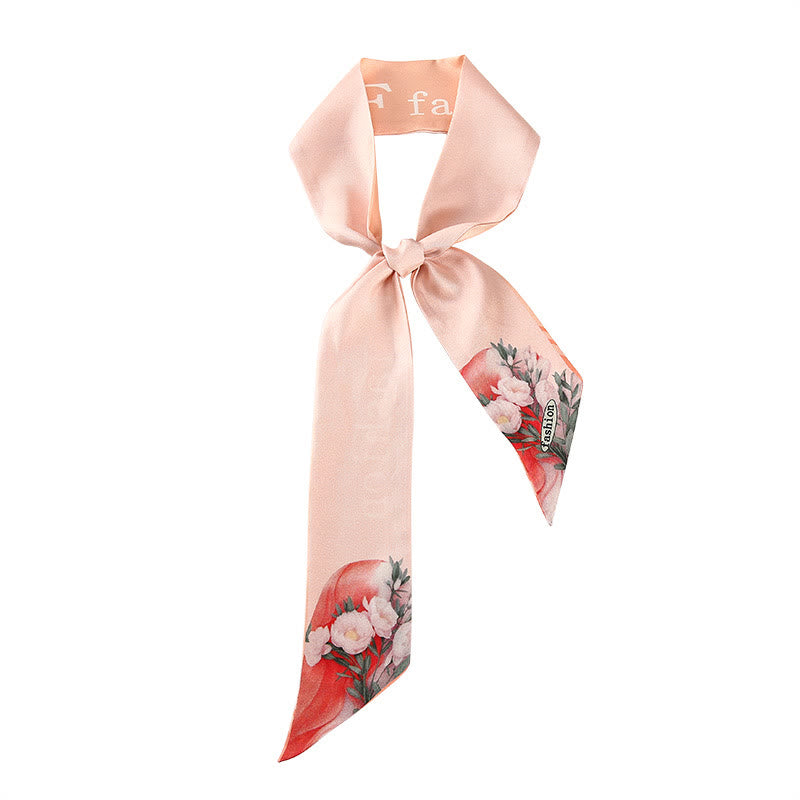 6cm x 125cm Mulberry Silk Twilly Scarf | Dunhuang Frescoes Sunset Pattern