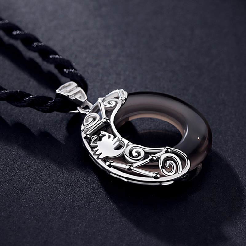 Ice Obsidian Zodiac Pendant Necklace | 12 Constellations Blessing