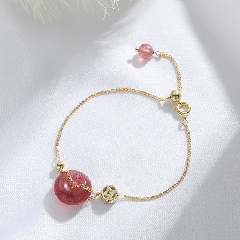 Bracelet d'amour en quartz fraise pour la paix et la guérison