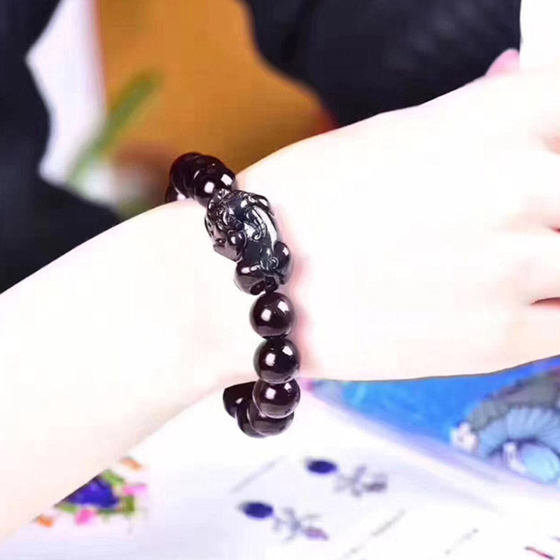 8mm Rainbow Obsidian Pixiu Bracelet for Luck