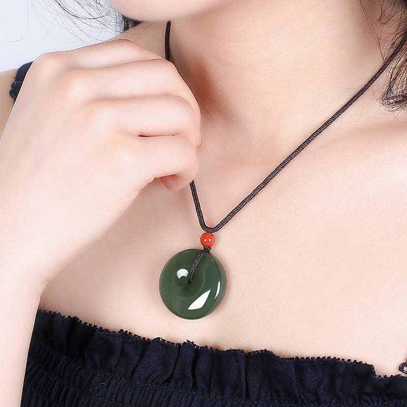 24-28mm Round Jade Prosperity Necklace for Abundance