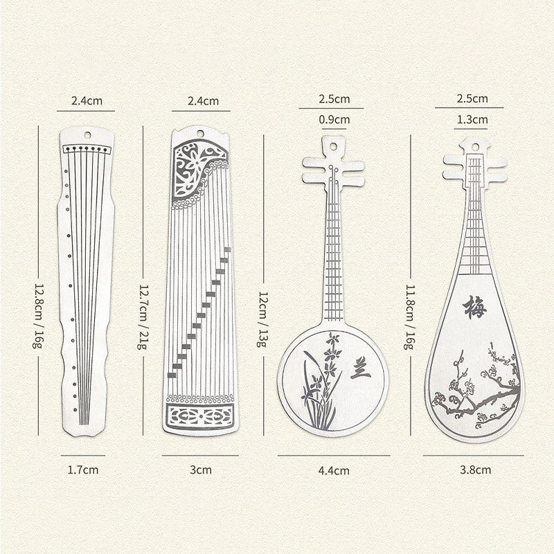 Gold Guzheng Metal Bookmark | Classical Instrument Design