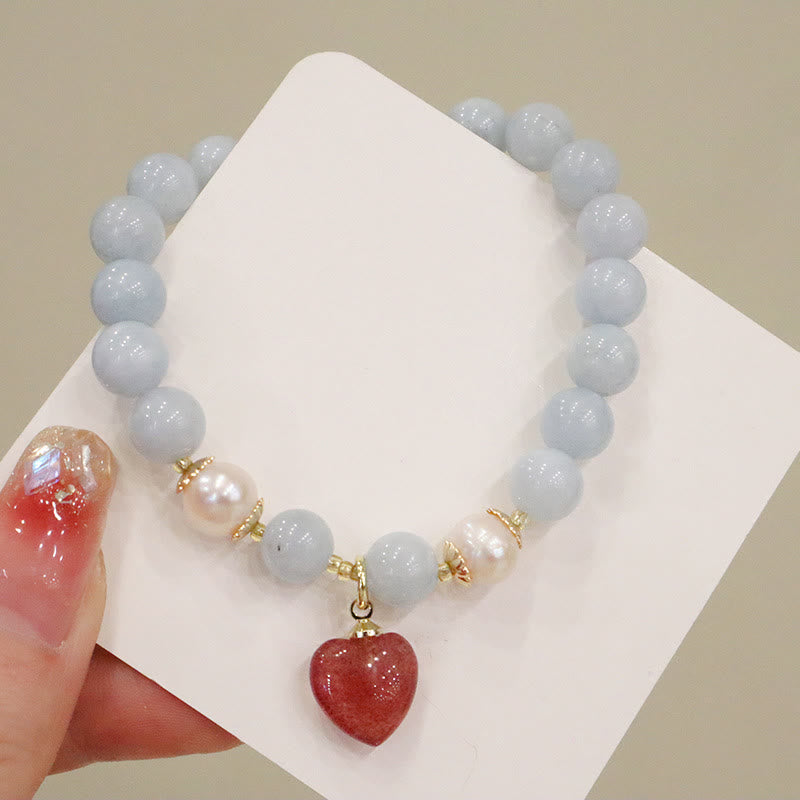 Aquamarine Chalcedony Serenity Charm Bracelet for Meditation
