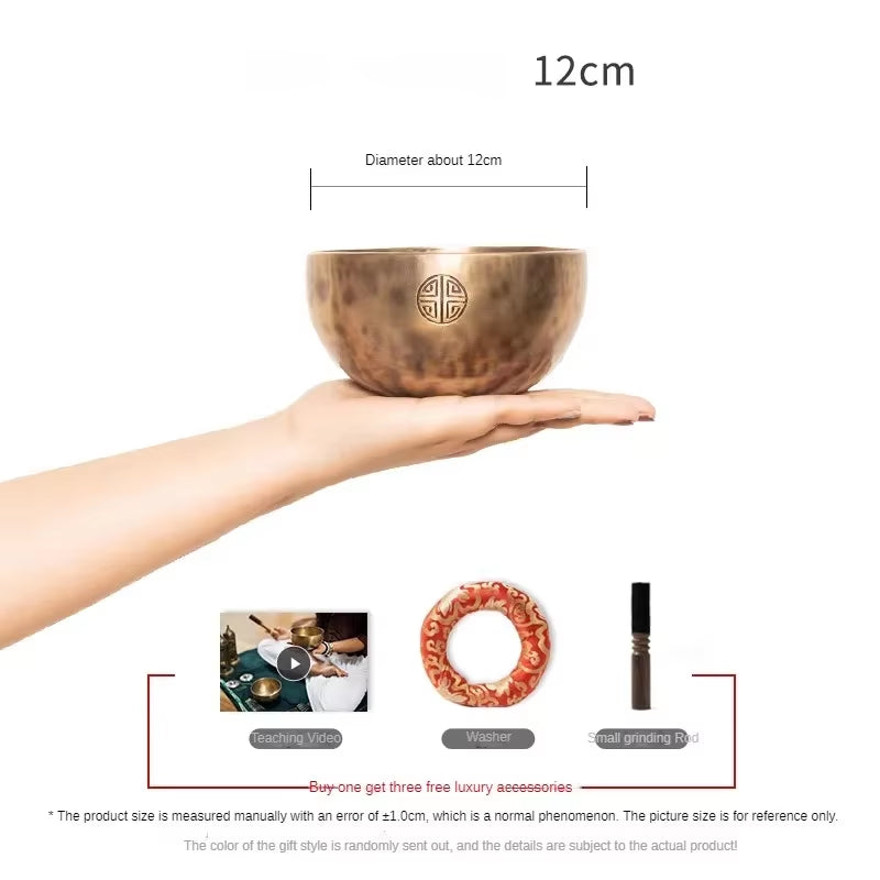 Full Moon Nepal Singing Bowl Handmade Brass Tibetan Singing Bowls Meditation Yoga Professional Percussion Instruments Accessory