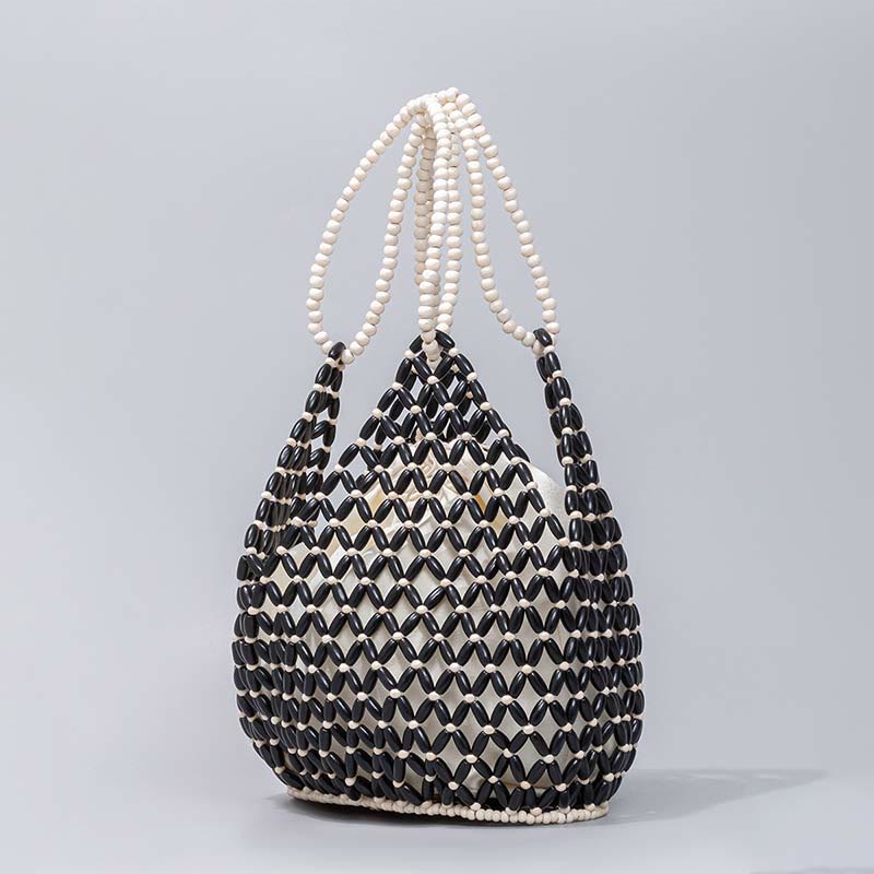 Wooden Beads Shoulder Bag | Eco-Friendly Yoga Tote 27cm