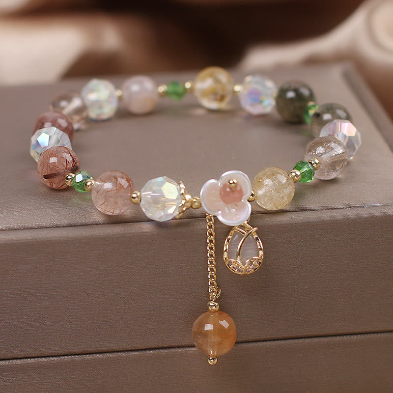 Bracelet de guérison en quartz fraise et fluorite pour une clarté émotionnelle