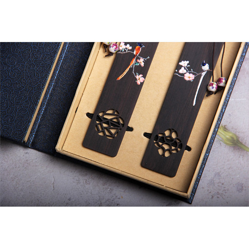 Ebony Oriole Bird Wood Bookmark with Gift Box