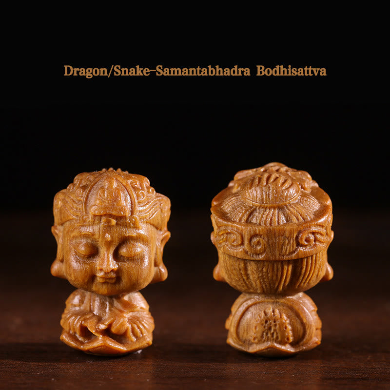 Décoration Bouddha du zodiaque chinois en bois de santal vert