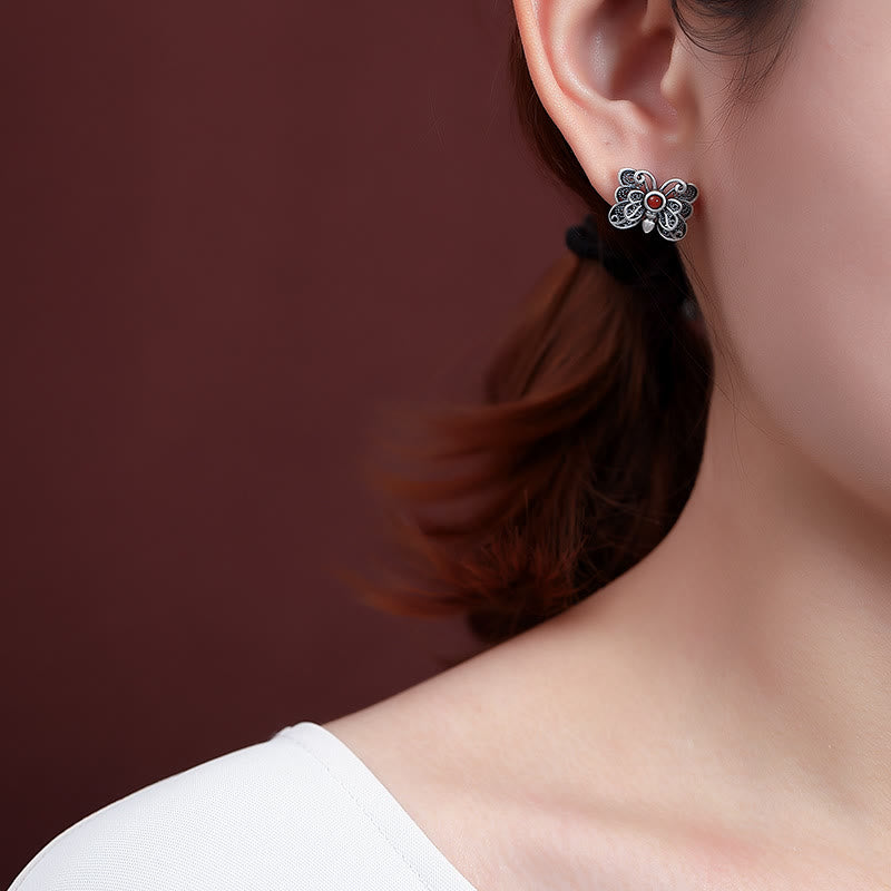 Red Agate Butterfly Ring & Earrings Set for Self-Acceptance