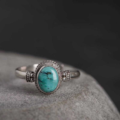 Bague turquoise ajustable en argent sterling 925 Sagesse