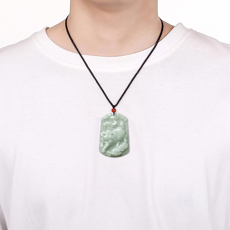 Unisex Jade Necklace with 12 Chinese Zodiac Pendants for Abundance