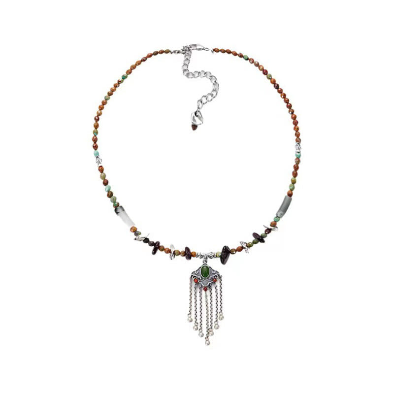 Copper Spiritual Necklace | Crystal Tassel Pendant for Luck