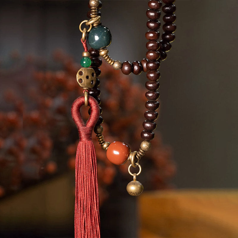 8mm Purple Bodhi Seed Mala Bracelet for Auspiciousness