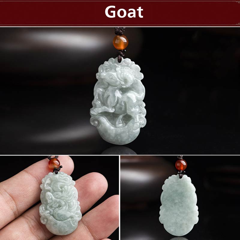 Unisex Jade Chinese Zodiac Success Pendant Necklace