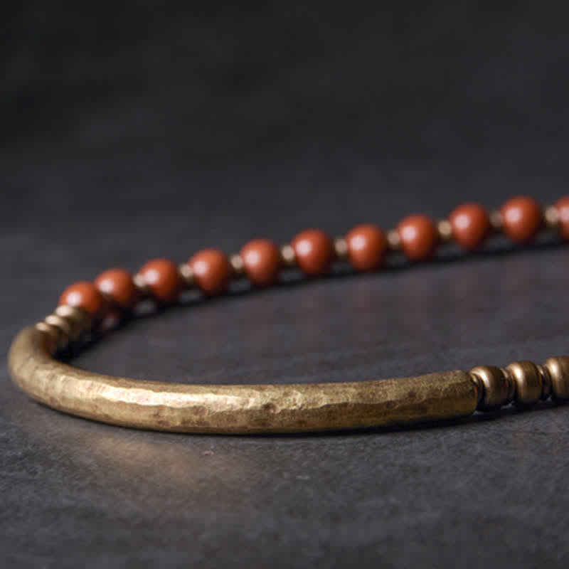Unisex Obsidian Peace Bracelet with Red Jasper & Moss Agate