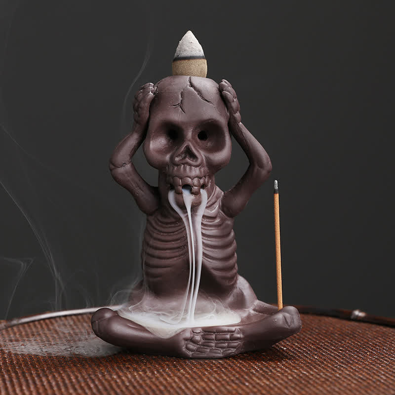 Little Ghost Purple Clay Backflow Incense Burner Peace Decor