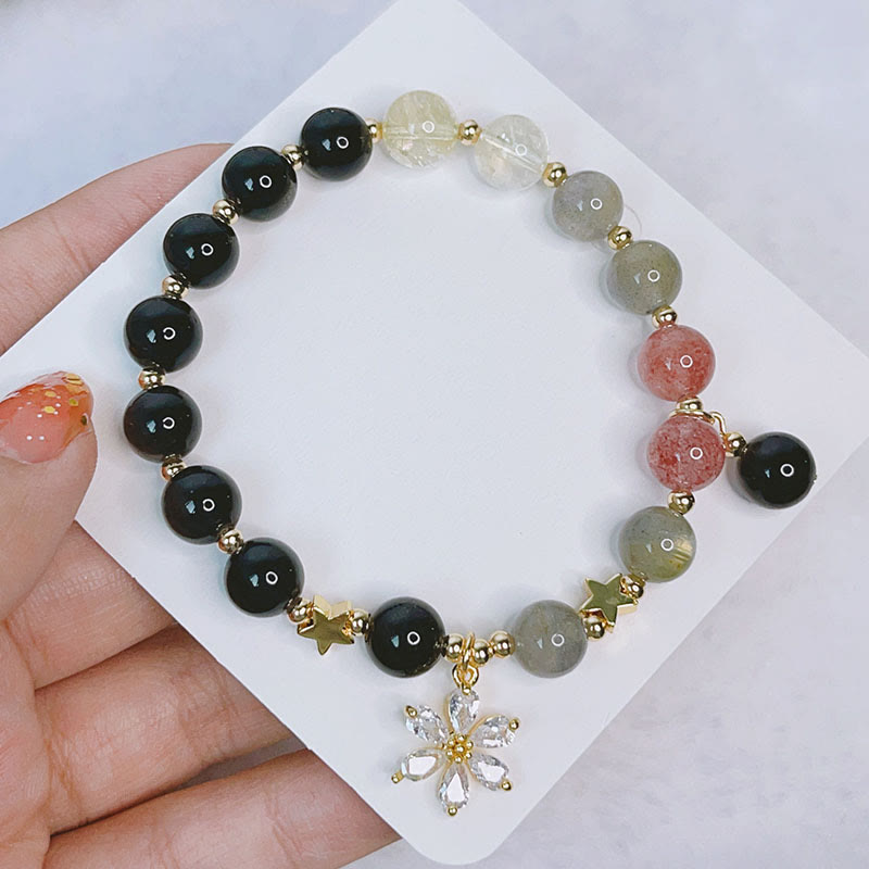 Silver Sheen Obsidian Love Heart Protection Bracelet