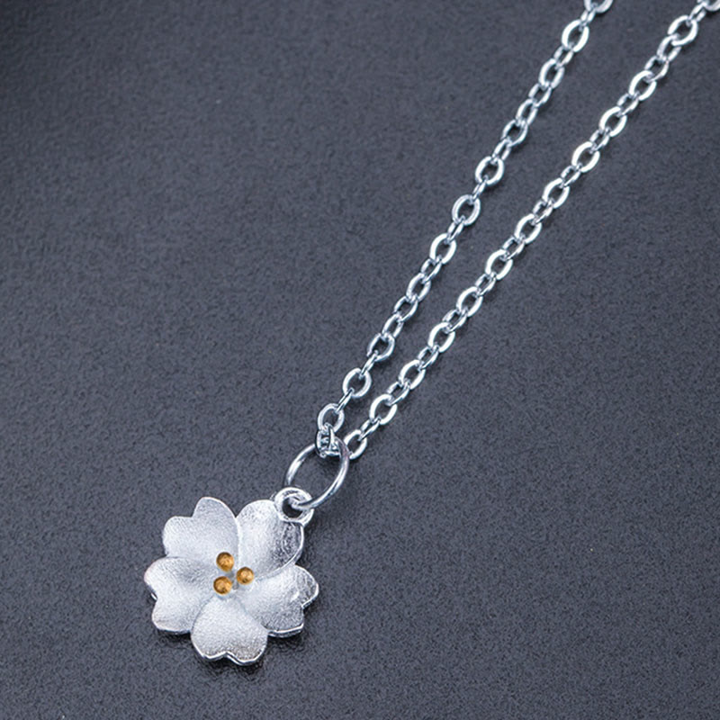 925 Sterling Silver Cherry Blossom Spiritual Necklace for Protection