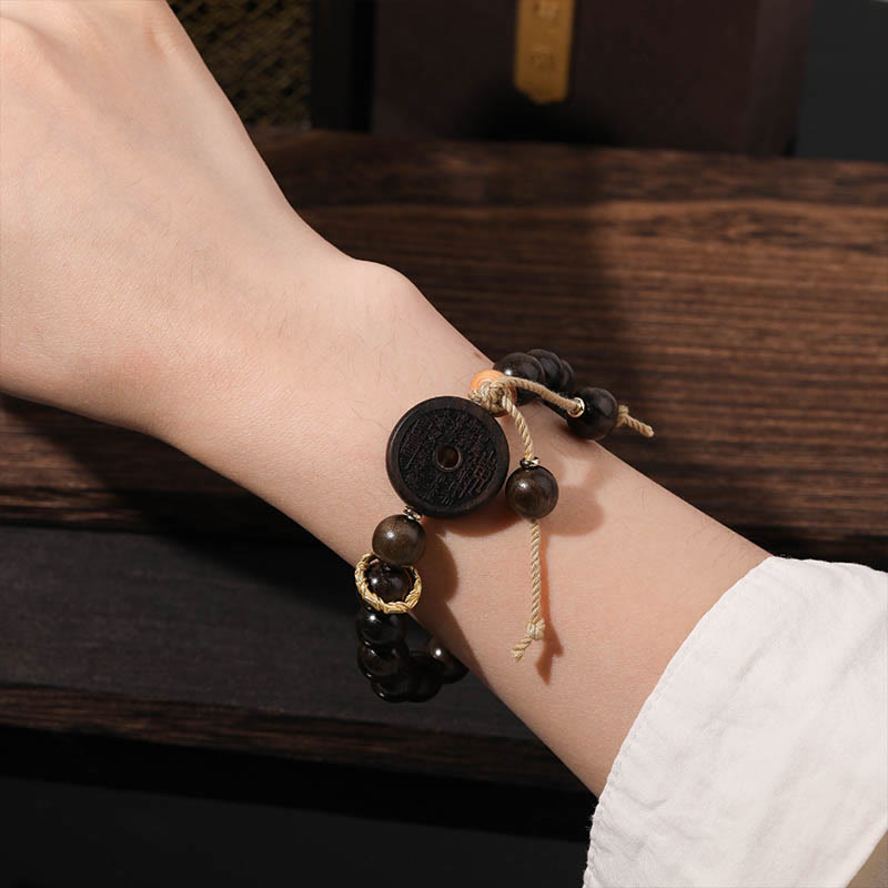 Ebony Wood Mountain Ghosts Balance Bracelet 14-17cm