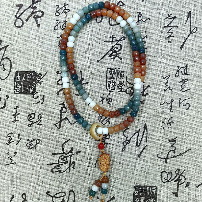 108-Count Bodhi Seed Mala Bracelet with Green Tara for Peace