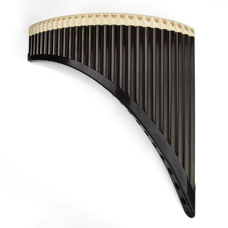 Pan flute with black pipes and light tops in descending order for beginners C Key