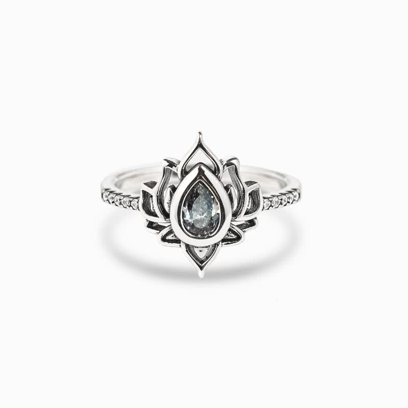 Sterling Silver Lotus Blessing Ring for Protection