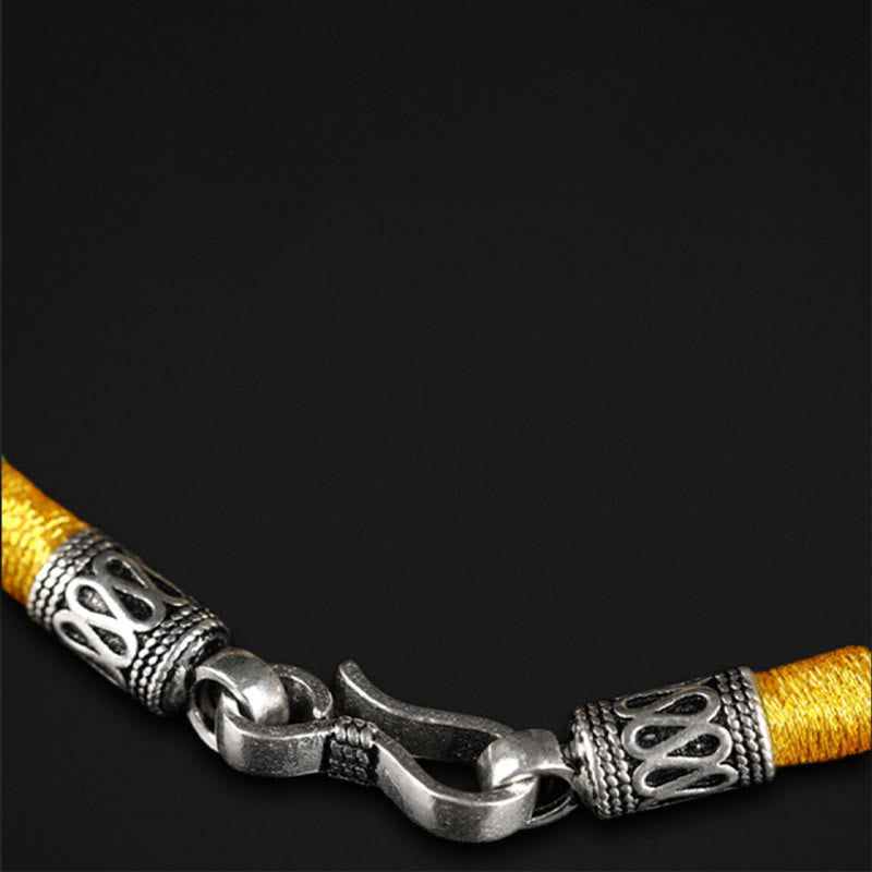 999 Gold Om Mani Padme Hum Handmade Eight Thread Peace Knot Bracelet