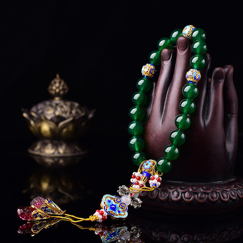 Green Agate Wrist Mala 14mm for Success and Manifestation