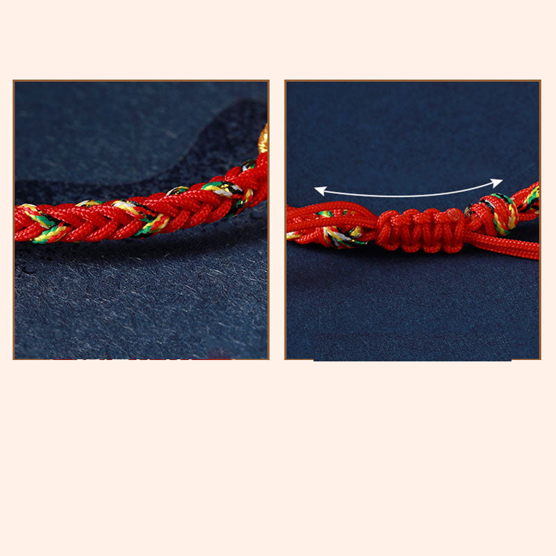 Chinese Zodiac Silver Red String Bracelet 18-28cm