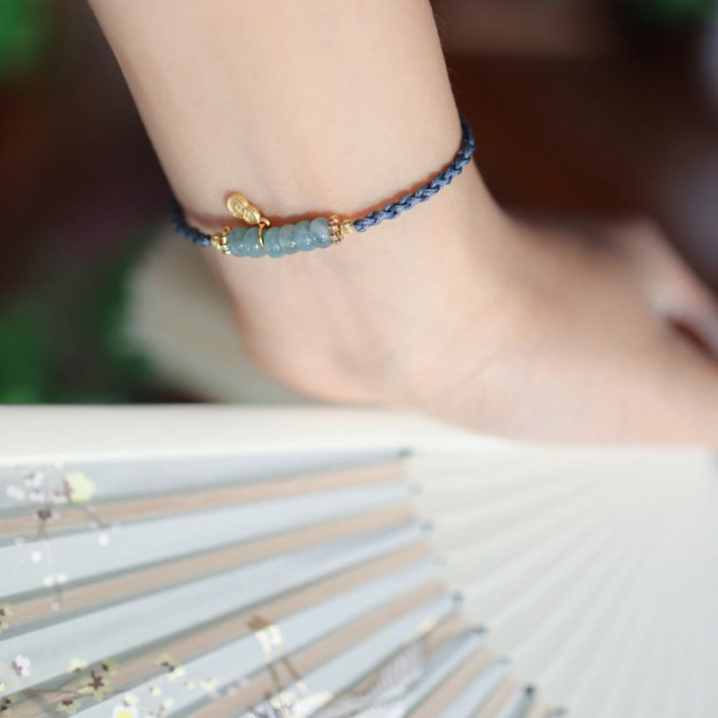 925 Sterling Silver Jade Fu Character Luck Bracelet