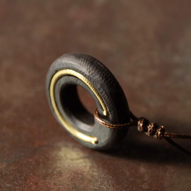 Ebony Wood Zen Circle Necklace | Peace and Calm Pendant