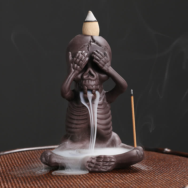 Little Ghost Purple Clay Backflow Incense Burner Peace Decor