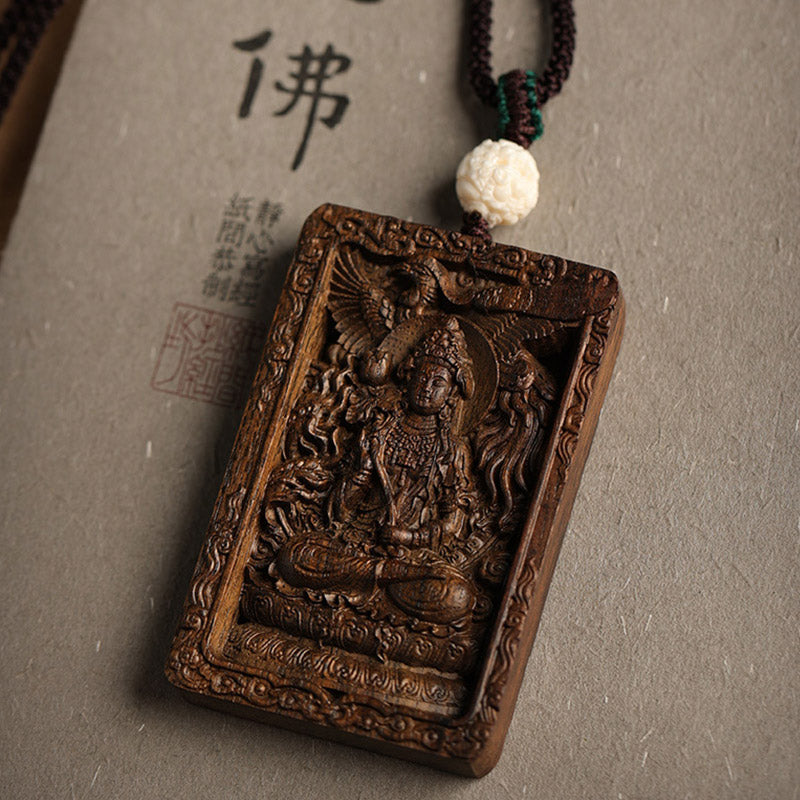 Chinese Zodiac Agarwood PiXiu Dragon Peace Necklace Pendant
