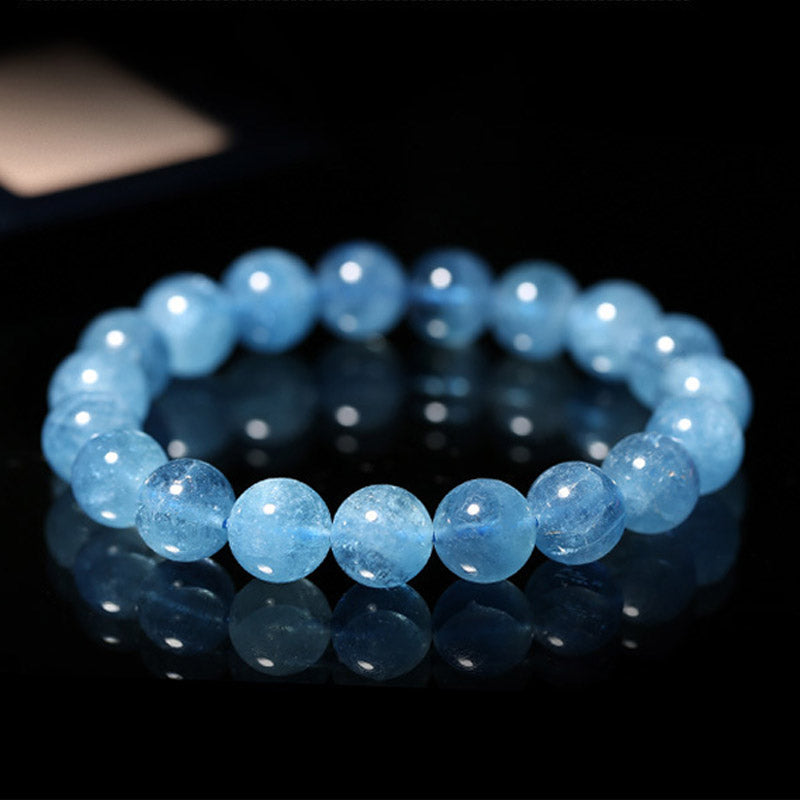 8mm Aquamarine Healing Beads Peace Bracelet
