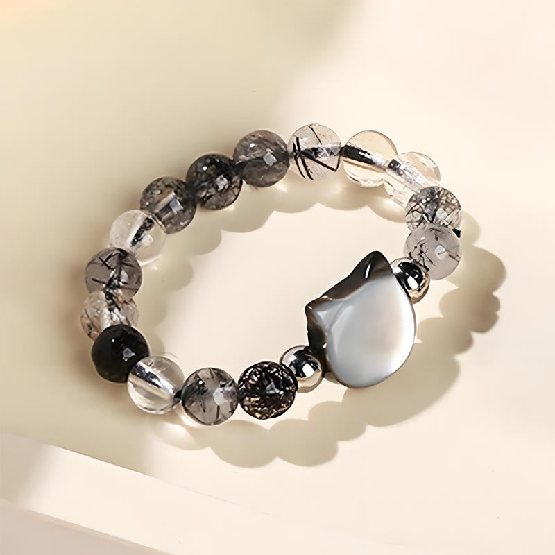 Bague réglable en quartz rutile noir de 3 mm pour lapin