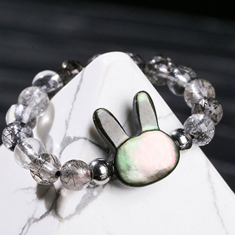 Bague réglable en quartz rutile noir de 3 mm pour lapin