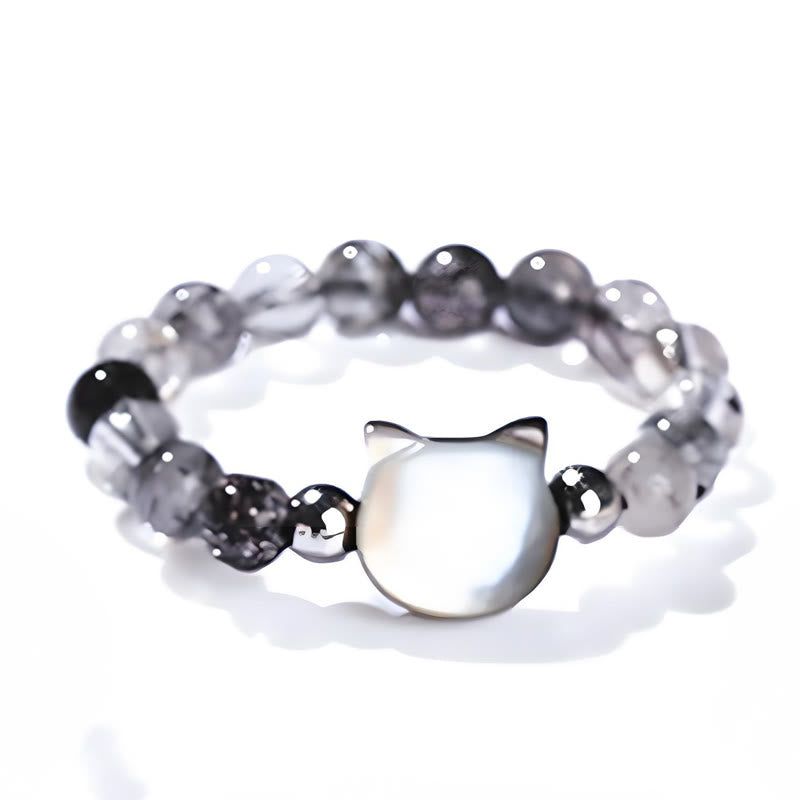 Bague réglable en quartz rutile noir de 3 mm pour lapin