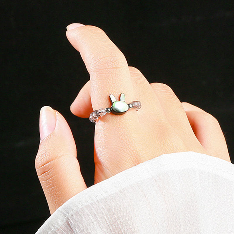 Bague réglable en quartz rutile noir de 3 mm pour lapin