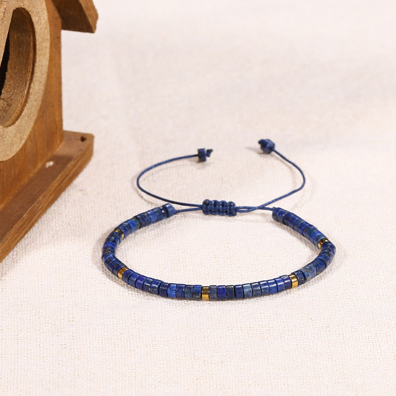 Bracelet spirituel réglable en lazurite de 4 mm pour un équilibre positif