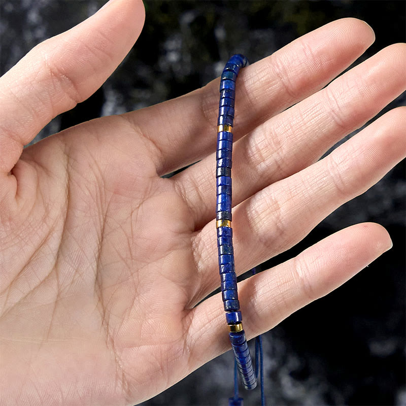 Bracelet spirituel réglable en lazurite de 4 mm pour un équilibre positif