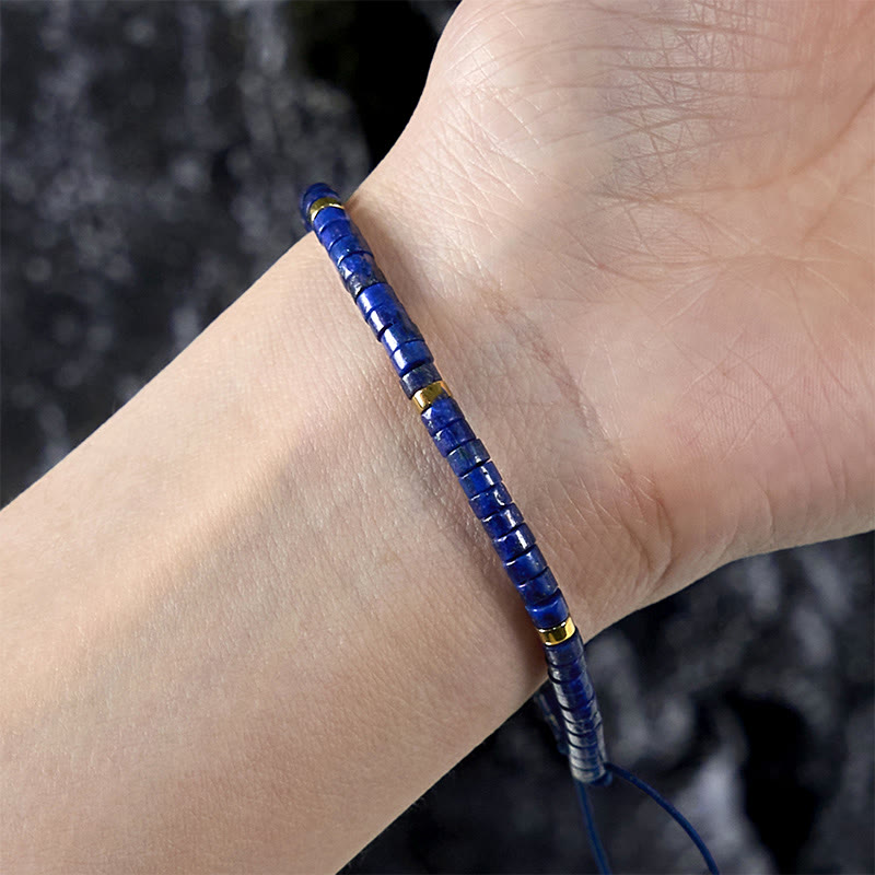 Bracelet spirituel réglable en lazurite de 4 mm pour un équilibre positif