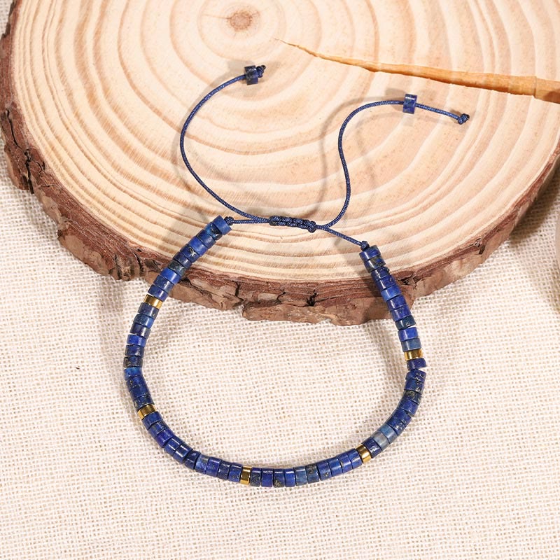 Bracelet spirituel réglable en lazurite de 4 mm pour un équilibre positif
