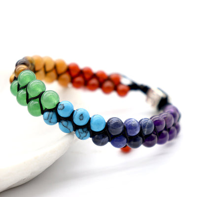Bracelet réglable en cristaux de guérison des 7 chakras, perles de 6 mm