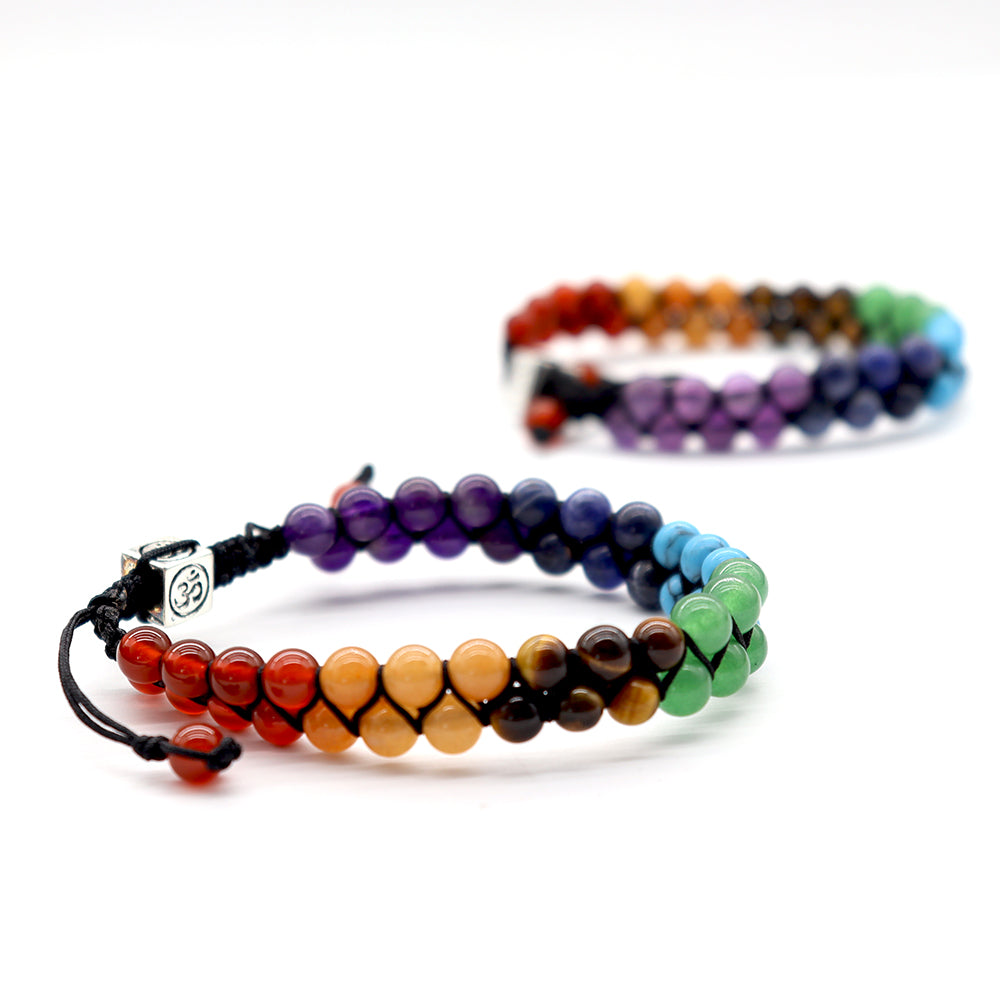 Adjustable 7 Chakra Healing Crystals Bracelet 6mm Beads