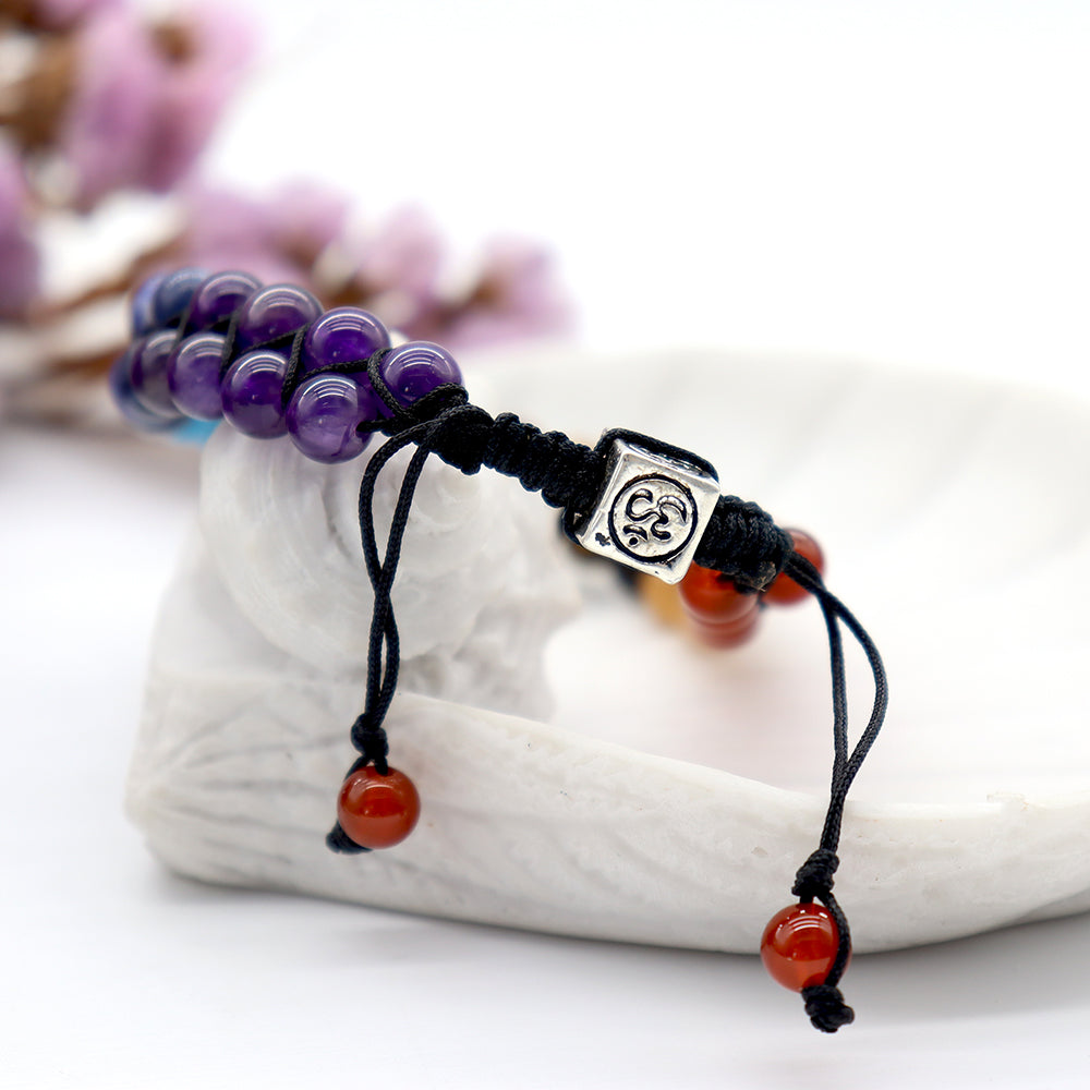 Adjustable 7 Chakra Healing Crystals Bracelet 6mm Beads