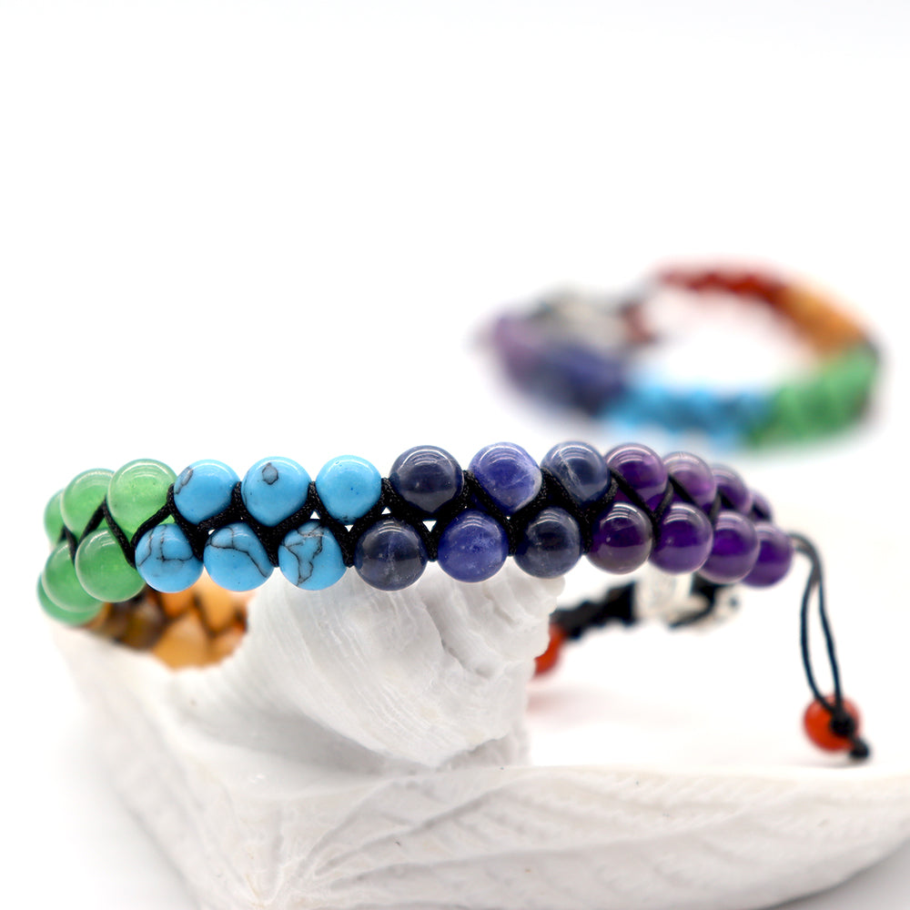 Adjustable 7 Chakra Healing Crystals Bracelet 6mm Beads