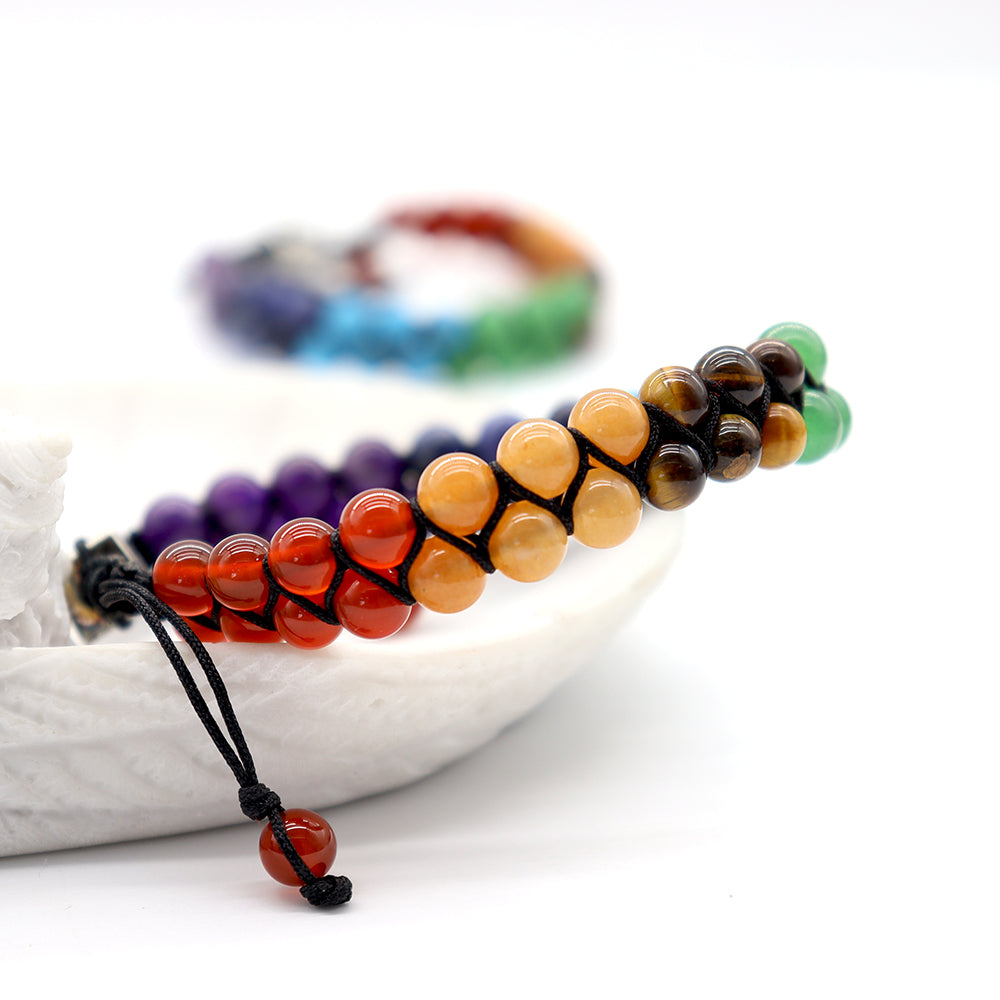 Adjustable 7 Chakra Healing Crystals Bracelet 6mm Beads