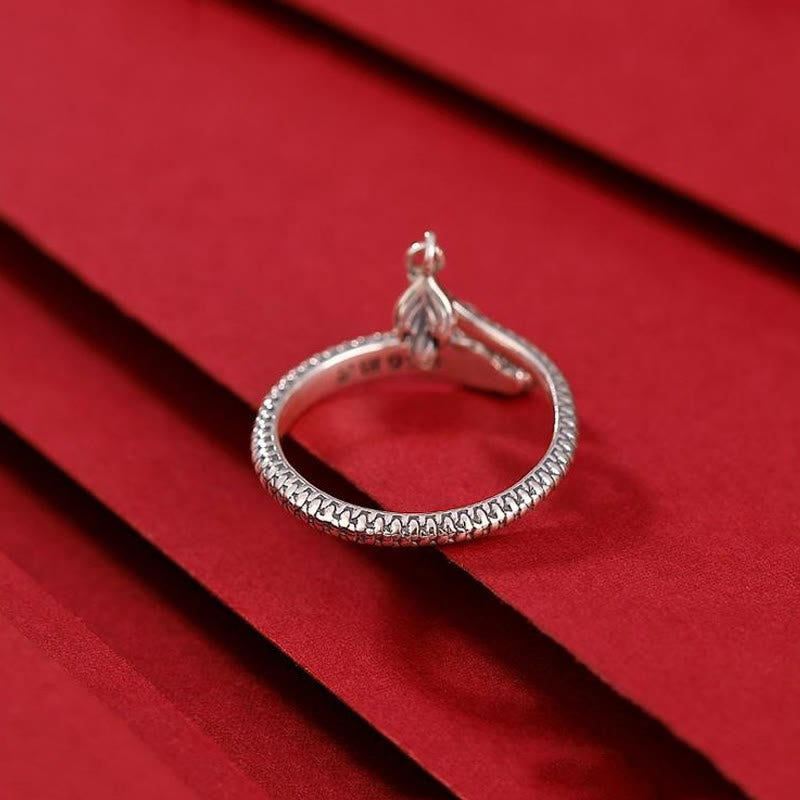 Bague ajustable en argent sterling 925 avec protection contre la chance et le dragon