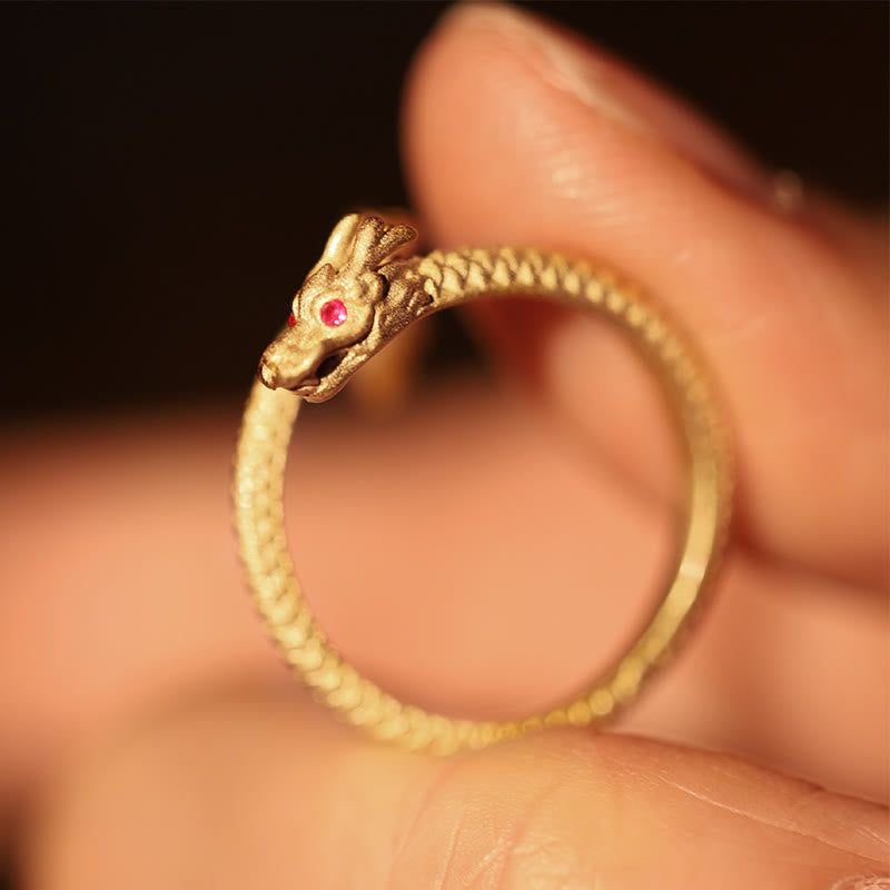 Bague ajustable en argent sterling 925 avec protection contre la chance et le dragon